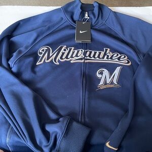 Nike NWT Milwaukee Brewers Track Jacket
